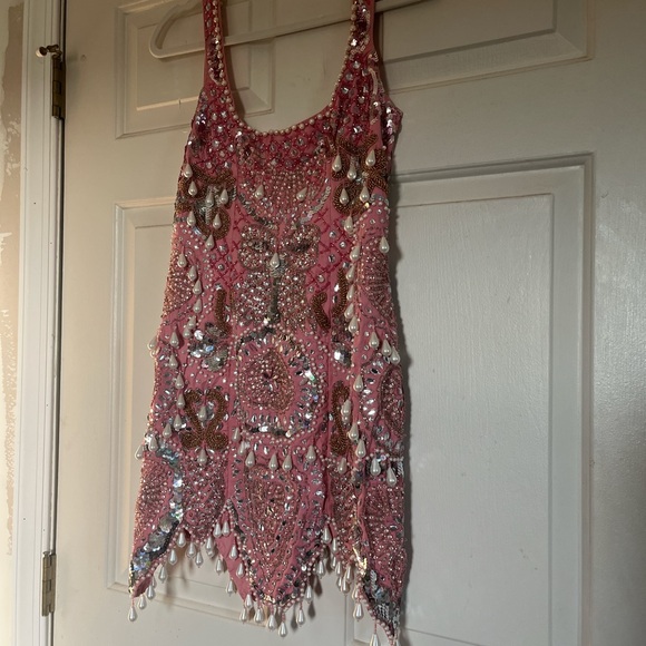 ASOS Luxe Crystal and Pearl embellished mini dress - Picture 1 of 4